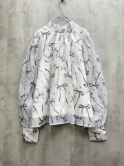 NOMAE ノーマエ オーガンジーリボン ブラウス シャツ sizeF/白 ■◇レディース