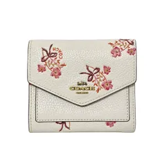 COACH(コーチ) 3つ折り財布 - 28445 アイボリー×ピンク×マルチ 花柄 レザー
