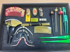 【EL6】 和装小物　簪 かんざし 帯留め 輪島塗 羽織紐 パール まとめ KT11428