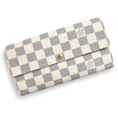 ルイ ヴィトン ポルトフォイユ サラ 二つ折り長財布 ダミエアズール ホワイト ゴールド金具 N61735 イニシャル入り　LOUIS VUITTON（美品）