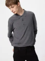 UNIQLOメリノニットポロセーター  Polo  07GRAY XL 478537