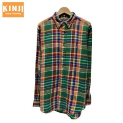 RALPH LAUREN　ネルシャツ　長袖　シャツ　フランネル　チェック　ボタンダウン　ワンポイント　ブランドロゴ　スモールポニー　刺しゅう　古着