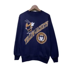 Hanes　スウェット　90s vintage　90年代　長袖　トレーナー　クルーネック　裏起毛　プリント　YELLOW JACKETS　フットボール　USA製　古着