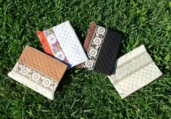 インド刺繍リボンキルティングポーチ　ラージサイズ