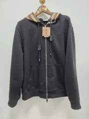 バーバリー チェックコットン フードジップアップ (L)