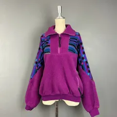 USA製 90s Vintage Columbia Fleece Jacket Half-Zip High Neck コロンビア フリースジャケット ハーフジップ プルオーバー ハイネック デザイン マルチカラー パープル系 ヴィンテージ レディース