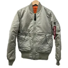 ALPHA INDUSTRIES(アルファ) ブルゾン サイズSMALL S メンズ美品  - ライトグレー 長袖/リバーシブル/中綿/MA-1/秋/冬