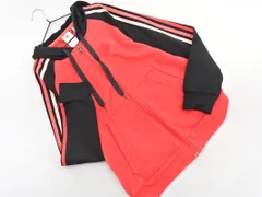 adidas アディダス トラック ジップアップ パーカー sizeL/黒ｘ赤 ◇■ レディース