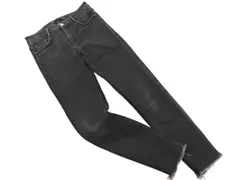 ZARA TRF ザラ トラファ カットオフ ストレッチ スキニー デニムパンツ size36/黒 ■■ レディース