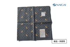 新品｜未使用｜ナイガイ｜NAIGAI｜デザインハンカチーフ｜KATSUGI HANDKERCHIEF｜タヌキ＆王冠｜グレー