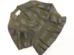 miss ashida ミスアシダ ウール混 ボーダー ギャザー ジャケット sizeTALL11/緑 ◇■ レディース