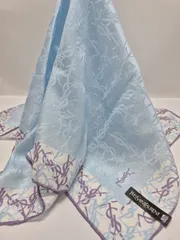 【新品】YVES SAINT LAURENT レディースハンカチ シルク混合  約57㎝ 大判サイズ ミニスカーフ おひざ掛け