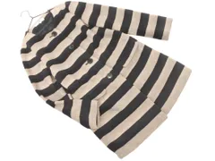 NATURAL BEAUTY BASIC ナチュラルビューティーベーシック ウール混 ボーダー ノーカラー コート sizeS/黒ｘベージュ ◇■ レディース