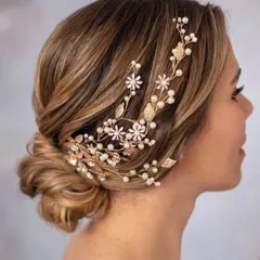 髪飾り　結婚式　ウェディング　ブライダル　成人式　卒業式　ヘアアクセサリー　ヘッドドレス　花　ゴールド　シルバー　パール　前撮り　発表会　パーティー