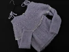 axes femme アクシーズファム パールビーズ オフタートルネック シャギー ニット セーター sizeM/ラベンダー ◇■ レディース