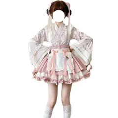 地雷系 ドレス ワンピース レディース 洋服 メイド服 セットアップ チャイナ 甘ロリ エプロン ロリータ レース フリル 可愛い