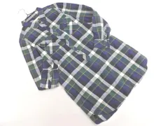 green label relaxing グリーンレーベルリラクシング ユナイテッドアローズ チェック チュニック ネルシャツ ワンピース 白x紺x緑 ◇■ レディース
