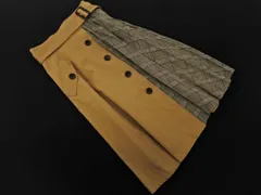 Rirandture リランドチュール 切替 プリーツ チェック ウエストベルト付き ロング スカート size1/ベージュ ■■ レディース