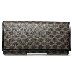 【美品】CELINE   セリーヌ　レザー　ブラック マカダム　二つ折　長財布　ブラウン　ブラック　（55518）のサムネイル