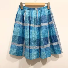 BLUE LABEL CRESTBRIDGE スカート 小花柄 チェック ブルー系 サイズ36【送料込み】