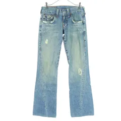 TRUE RELIGION トゥルーレリジョン USA デニムパンツ w27 ブルー ダメージ メンズ 古着