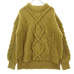 美品 CLANE クラネ ケーブル網 長袖 ニット 1 イエロー レディース 古着