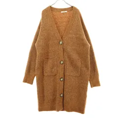 美品 SLY スライ 長袖 ロング ニットカーディガン F ブラウン レディース 古着