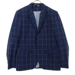 ZARA MAN ザラマン 格子柄 長袖 テーラードジャケット 54 ネイビー メンズ 古着