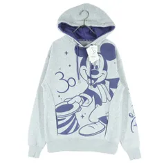未使用 Disneyland ディズニーランド 裏起毛 キャラクタープリント 長袖 パーカー M グレー ミッキーマウス メンズ 古着