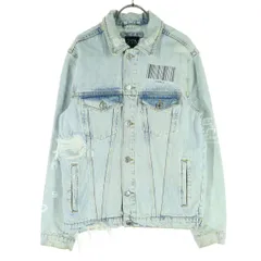 ZARA ザラ バックプリント 長袖 デニムジャケット S ライトブルー メンズ 古着