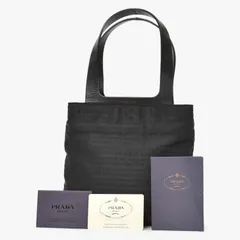 極美品 PRADA プラダ ハンドバッグ トートバッグ 裏地デザイン イタリア製 ナイロン レザー ブラック 中古 4b010105