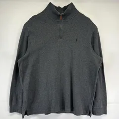 古着 ポロ・ラルフローレン POLO RALPH LAUREN ニット ハーフジップ ワンポイントロゴ セーター ワンポイントロゴ 2XL  グレー系 メンズ
