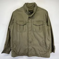 古着 エディー・バウアー Eddie Bauer コットンジャケット 大きいサイズ M-65タイプ ミリタリー フルジップ ポケット 2XL  カーキ系 メンズ