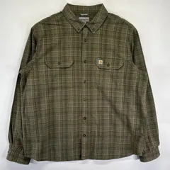 古着 カーハート Carhartt 長袖シャツ 大きいサイズ チェック柄 ワンポイントロゴ刺繍デザイン ワーク 2XL  ベージュ メンズ