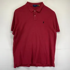 古着 ポロ・ラルフローレン POLO RALPH LAUREN ポロシャツ 大きいサイズ 鹿子生地 ワンポイントロゴ刺繍 襟 2XL  レッド メンズ