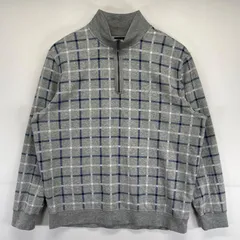 古着 ノーティカ NAUTICA スウェット 大きいサイズ トレーナー ハーフジップ チェック柄 ワンポイントロゴ 2XL  グレー系 メンズ