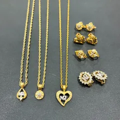 【EL6】 ニナリッチ ネックレス イヤリング セット ラインストーン ロゴ まとめ KT11430