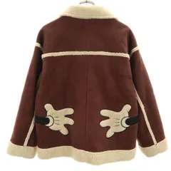 Disney SERIES CREATED by MOUSSY ディズニーシリーズクリエイテッドバイマウジー バック ミッキーマウスハンド ジャケット F ブラウン 裏ボア レディース 古着