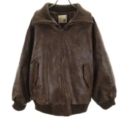 JaVa ジャバ リブタートル フェイク レザージャケット L ブラウン ユニセックス メンズ 古着