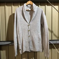 1148 LACOSTE カーディガン グレー size5 L〜XL ラコステ ニット セーター 無地 ワッフル編み レインウール 古着卸 アメリカ仕入