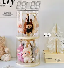 ラブブケース ラブブ収納ケース ぬいぐるみ収納 透明 LABUBU フィギュアケース コレクションケース おもちゃ収納 保護ケース LABUBU ケース 回転式 保護ケース 収納バッグ 防塵 汚れ防止 傷つけ防止 収納ケース アクリル 可愛い プレゼント
