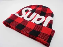 s25g-a850x【中古】SUPREME ｼｭﾌﾟﾘｰﾑ　20FW　Big Logo Beanie Red Plaid week7 Fｻｲｽﾞ　ﾆｯﾄｷｬｯﾌﾟ