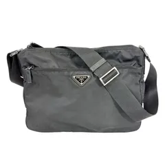 【人気・美品】PRADA プラダ テスート ナイロン 三角プレート ショルダーバッグ 1BC421 ブラック 黒色 シルバー金具 白タグ レザー 本革 斜め掛け メンズ レディース ユニセックス