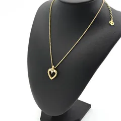 美品 Dior ハート ラインストーン ネックレス ゴールド クリスチャン ディオール Christian Dior ヴィンテージ