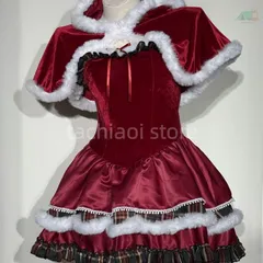 【送料無料】クリスマス コスチューム ロリータ ドレス 大人用 セクシー 新年 パーティー ケープ付き スノーマン テーマ ワンピース 赤 白 2025 Xmas
