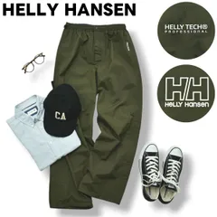 【極美品】 ヘリーハンセン HELLY HANSEN HH ストレート ナイロンパンツ レインパンツ L オリーブ アウトドア アメカジ ストリート カジュアル レディース 女性用 ♪