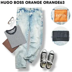 【個性派】 ヒューゴボス HUGO BOSS ORANGE ORANGE63 テーパード デニム ジーンズ パンツ 32 アシッドウォッシュ ブルー メンズ