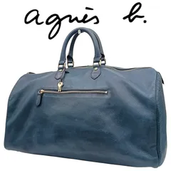 agnes b.　アニエスベー　ボストンバッグ　レザー　大容量　ヴィンテージ　ネイビー　ブルー系　パドロック　希少