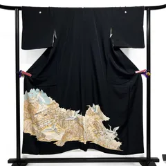 黒留袖　刺繍　鶴　風景　屋敷　菊　松竹梅　菖蒲　着物　122b d ms