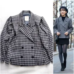 【パリジェンヌの恋】 pierre cardin 千鳥格子 ジャケット 11 L ショートコート レトロ 古着女子 クリスマス デート チェック　ピエールカルダン